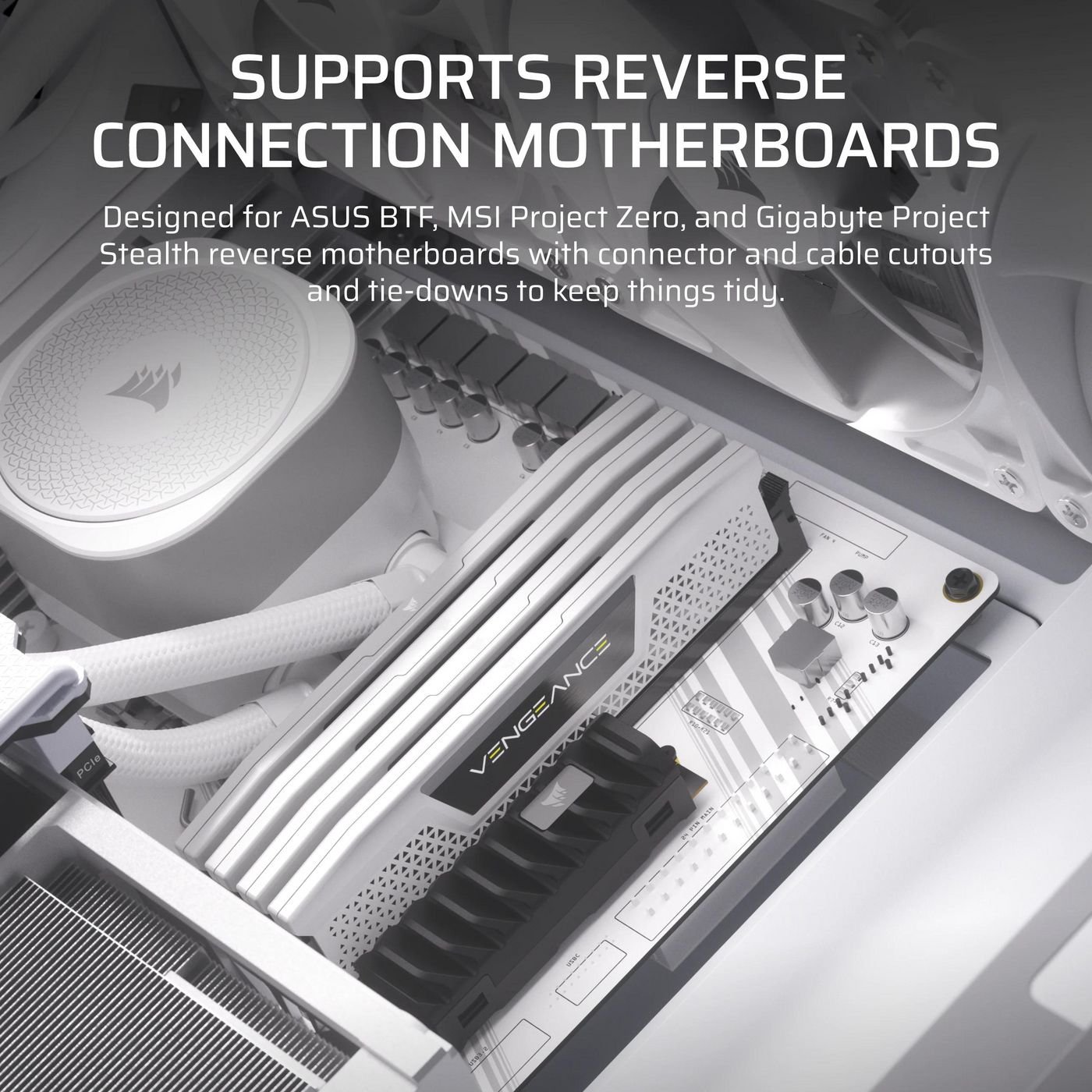 CABINET Corsair FRAME 4000D Mid Tower Gaming ATX White, Vetro Temperato, ARGB, USB-C, Supporto Radiatori 360mm - immagine 3