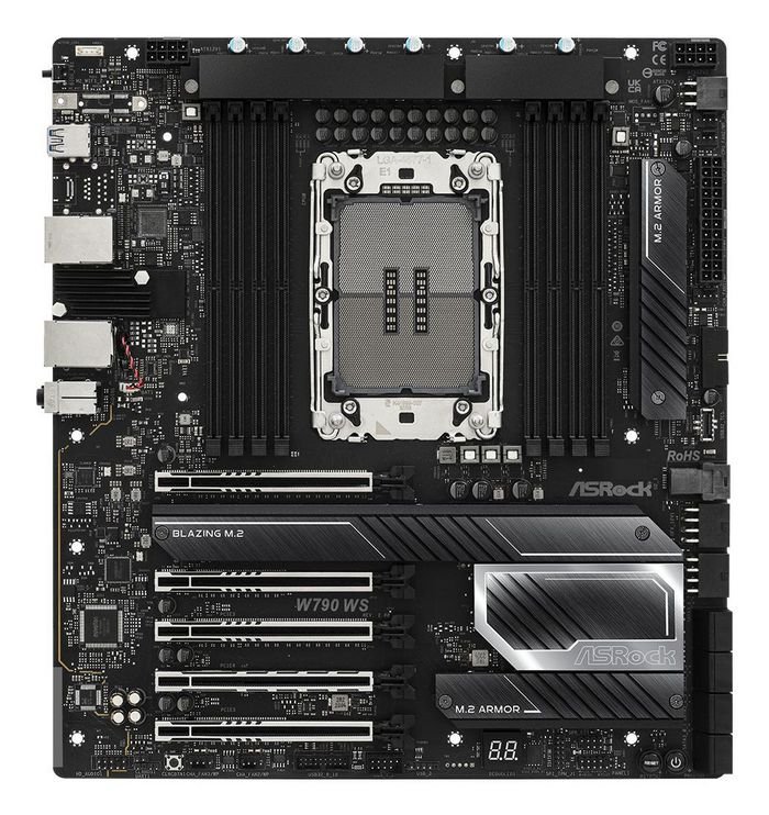 Asrock Intel W790 – Scheda Madre E-ATX con socket LGA4677, supporto Xeon W-2400/W-3400, DDR5 ECC fino a 2TB, 8 slot DIMM, PCIe 5.0, 8 SATA III, Dual LAN 10GbE/2.5GbE** - immagine 4