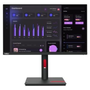 Monitor Lenovo 23.8” Full HD 1920x1080 / IPS W-LED / 99% sRGB / HDMI + DisplayPort 1.2 + USB Hub / Regolabile in altezza / VESA 100x100 / Flicker-Free / Low Blue Light / Nero Raven / No audio