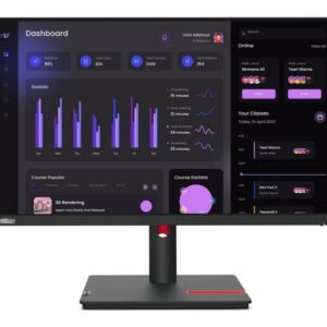 Monitor Lenovo 23.8” Full HD 1920x1080 / IPS W-LED / 99% sRGB / HDMI + DisplayPort 1.2 + USB Hub / Regolabile in altezza / VESA 100x100 / Flicker-Free / Low Blue Light / Nero Raven / No audio