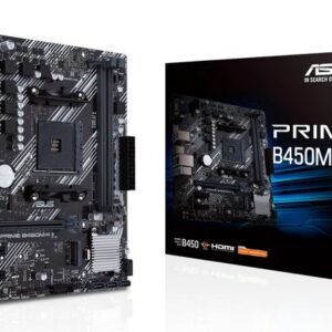 Asus AMD B450 (Ryzen AM4) micro ATX motherboard with M.2 support, HDMI/DVI-D/D-Sub, SATA 6 Gbps, 1 Gb Ethernet, USB 3.2 Gen 1 Type-A, BIOS FlashBack