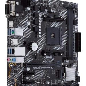 Asus AMD B450 (Ryzen AM4) micro ATX motherboard with M.2 support, HDMI/DVI-D/D-Sub, SATA 6 Gbps, 1 Gb Ethernet, USB 3.2 Gen 1 Type-A, BIOS FlashBack
