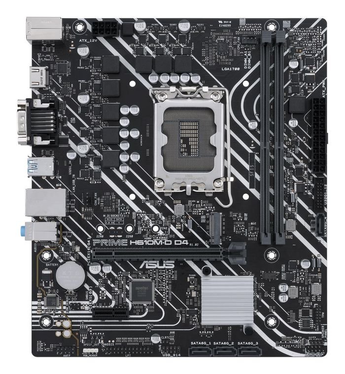 Asus H610 micro ATX – Scheda Madre con Socket LGA1700, Supporto CPU Intel 12ª/13ª Gen, 2 slot DDR4 fino a 64GB, 1x M.2 PCIe 4.0, 4x SATA III, LAN 1GbE, HDMI 2.1, VGA, USB 3.2, Audio 7.1 HD** - immagine 4