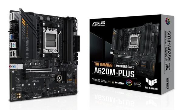 Asus TUF GAMING A620M-PLUS motherboard socket AMD A620 (Ryzen 7000, micro-ATX, DDR5 memory, PCIe 4.0, BIOS Flashback, USB 3.2 Gen 2, Aura Sync)-W128443581-EET