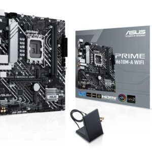 Asus Intel H610 Scheda Madre mATX con DDR5, PCIe 4.0, Dual M.2, LAN 1Gb, WiFi 5, DisplayPort, HDMI, VGA, USB 3.2 Gen2 e Supporto Aura Sync RGB per Intel LGA 1700 12a/13a Gen