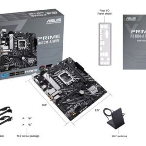 Asus Intel H610 Scheda Madre mATX con DDR5, PCIe 4.0, Dual M.2, LAN 1Gb, WiFi 5, DisplayPort, HDMI, VGA, USB 3.2 Gen2 e Supporto Aura Sync RGB per Intel LGA 1700 12a/13a Gen