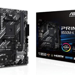 Scheda madre Asus AMD B550 mATX con socket AM4, supporto Ryzen serie 3000/4000/5000, DDR4 fino a 64GB, dual M.2 PCIe 4.0/3.0, SATA III, LAN 1GbE, HDMI 2.1, DisplayPort 1.4