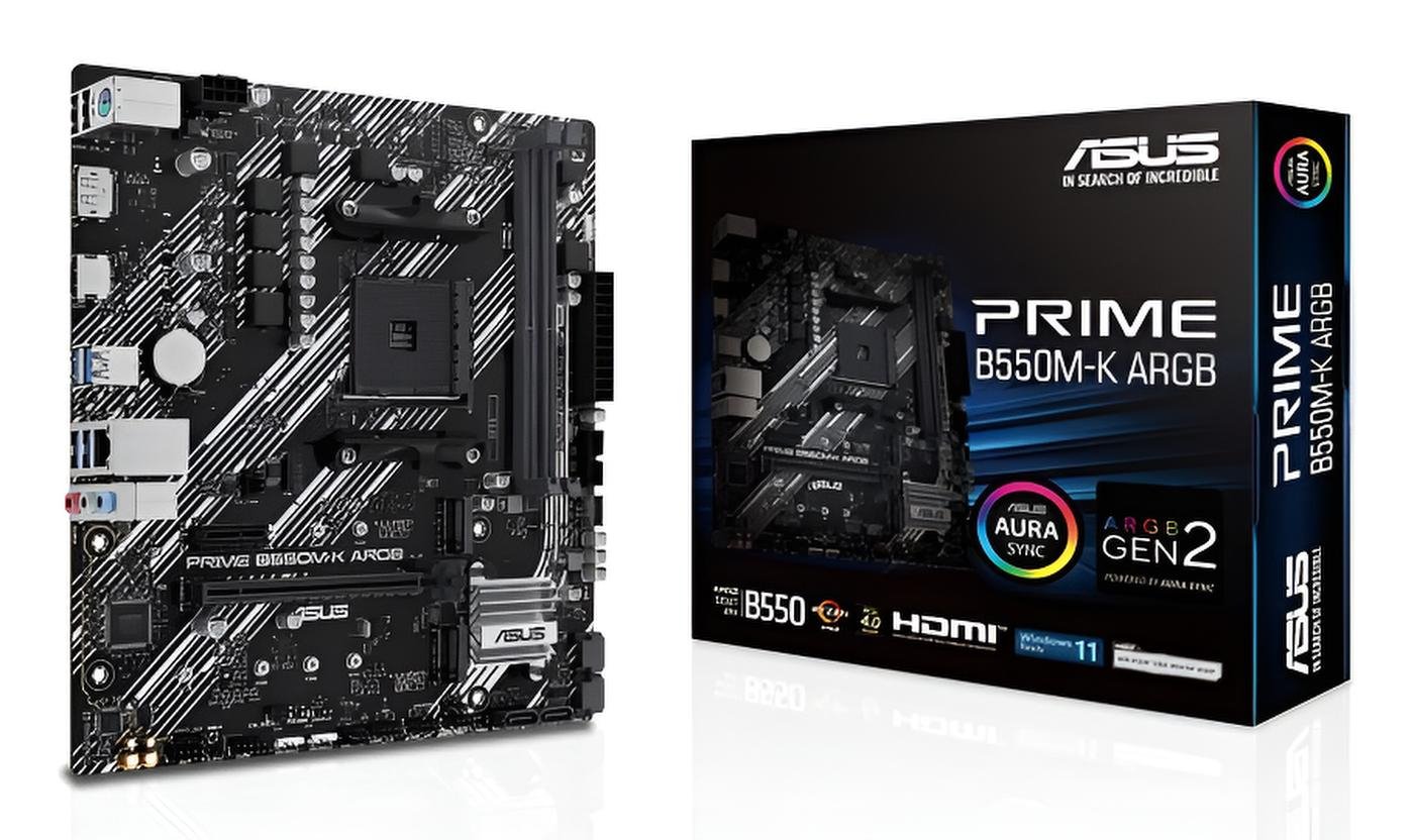 Scheda madre Asus AMD B550 mATX con socket AM4, supporto Ryzen serie 3000/4000/5000, DDR4 fino a 64GB, dual M.2 PCIe 4.0/3.0, SATA III, LAN 1GbE, HDMI 2.1, DisplayPort 1.4