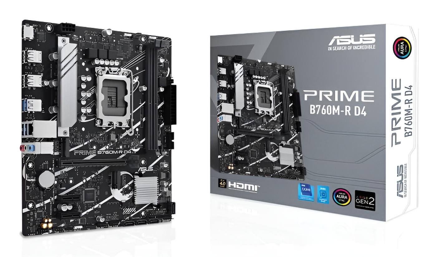 Asus PRIME B760M-R D4 scheda madre micro ATX con DDR4, socket LGA1700, 2x M.2 PCIe 4.0, LAN 2.5GbE e HDMI 2.1