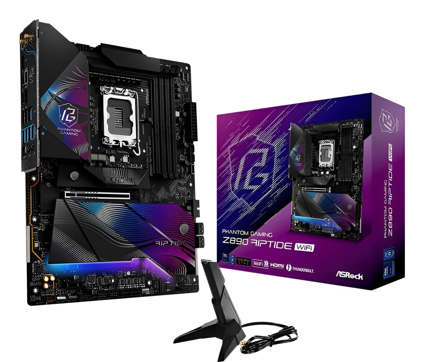 Asrock Z890 Riptide WiFi scheda madre ATX Intel Z890 con socket LGA 1851, DDR5 fino a 9466 MHz, PCIe 5.0, LAN Killer 2.5GbE, Wi-Fi 7 e Thunderbolt 4
