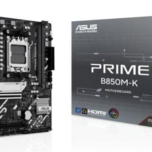 Asus PRIME B850M-K Gaming – Scheda Madre AMD AM5 Ryzen 9000, DDR5 8000+ MT/s, PCIe 5.0, Dual M.2, BIOS Flashback, Aura Sync RGB, Micro-ATX, Alta Affidabilità per Gaming e Produttività