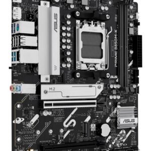 Asus PRIME B850M-K Gaming – Scheda Madre AMD AM5 Ryzen 9000, DDR5 8000+ MT/s, PCIe 5.0, Dual M.2, BIOS Flashback, Aura Sync RGB, Micro-ATX, Alta Affidabilità per Gaming e Produttività