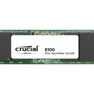 SSD Crucial E100 480GB NVMe PCIe 4.0 M.2 2280 con velocità fino a 4700MB/s lettura e 2500MB/s scrittura, ideale per upgrade PC e notebook