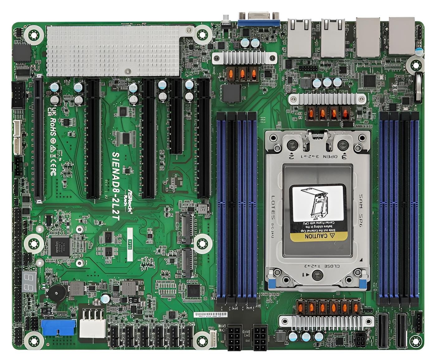 Asrock SP6 scheda madre server ATX single socket LGA4844 per AMD EPYC 8004 con 8 DDR5 ECC, 4 PCIe Gen5, 2 M.2 NVMe, LAN 10GbE Intel e gestione remota AST2600