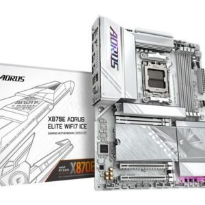 Gigabyte X870E AORUS ELITE WIFI7 ICE Motherboard - Supports AMD Ryzen 9000 CPUs, 16+2+2 Phases Digital VRM, up to 8200Hz DDR5 (OC), 3xPCIe 5.0 + 1xPCIe 4.0, Wi-Fi 7, 2.5GbE LAN, USB 4