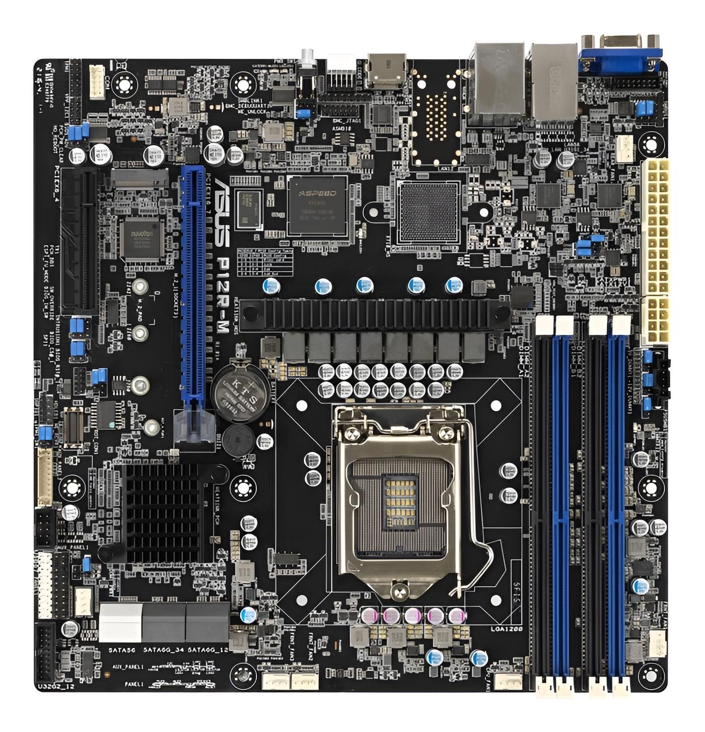 Asus Intel C252/C256 scheda madre server ATX con socket LGA1200, DDR4 ECC fino a 128GB, 2 M.2, 8 SATA III, Dual LAN e controller AST2600 VGA