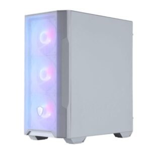 Cabinet MAG FORGE M100R white con vetro temperato, ventole ARGB, supporto Micro-ATX e Mini-ITX, illuminazione RGB e design gaming bianco