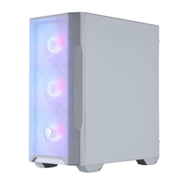 Cabinet MAG FORGE M100R white con vetro temperato, ventole ARGB, supporto Micro-ATX e Mini-ITX, illuminazione RGB e design gaming bianco