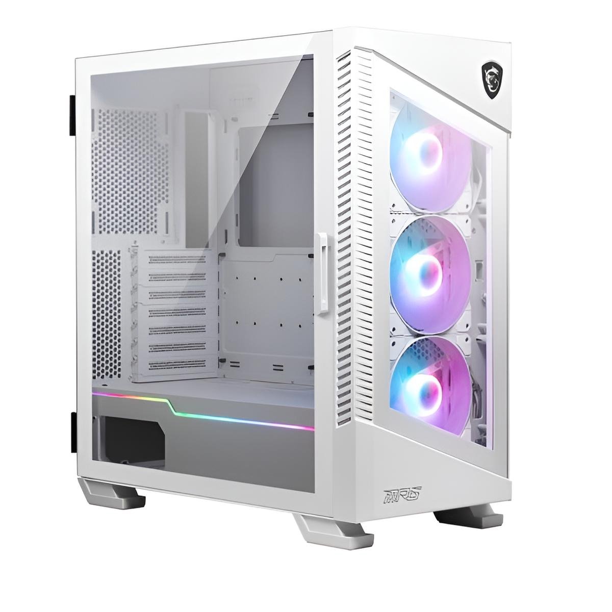 Cabinet MPG VELOX 100R White Mid Tower bianco con vetro temperato, 7 slot storage e supporto schede madri E-ATX