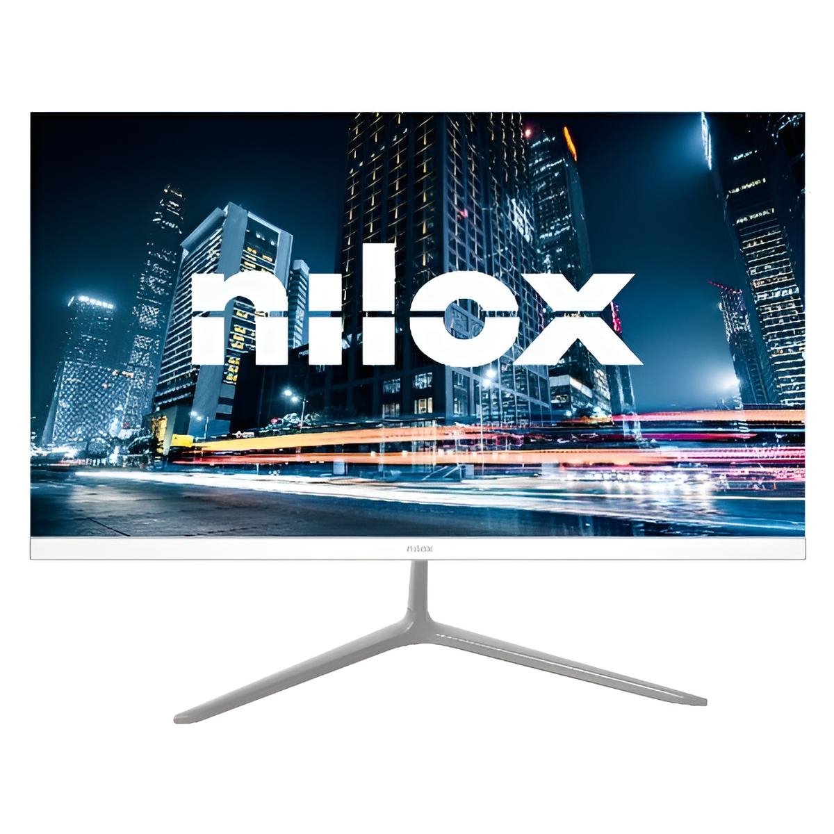 Monitor NILOX TECH 24 pollici Full HD con pannello VA, 120Hz, 4ms, porte HDMI e VGA, design bianco con supporto VESA 75x75mm