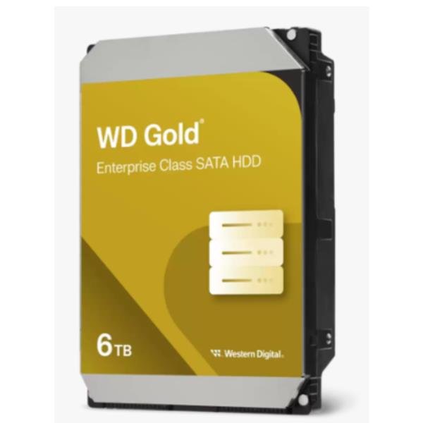 HDD - WD Gold 6TB, Hard Disk Interno 3.5", SATA III, 256MB Cache, 7200 RPM, Massima Affidabilità per Server e Data Center