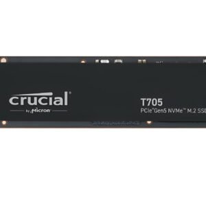 SSD Crucial T705 1TB NVMe M.2 PCIe Gen5 con velocità fino a 13.600MB/s lettura e 10.200MB/s scrittura, ideale per gaming e workstation